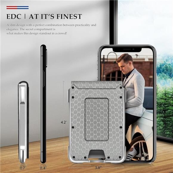 Mens Wallet Tactical Bifold Wallets for Men Metal RFID Blocking - Picture 3 of 6